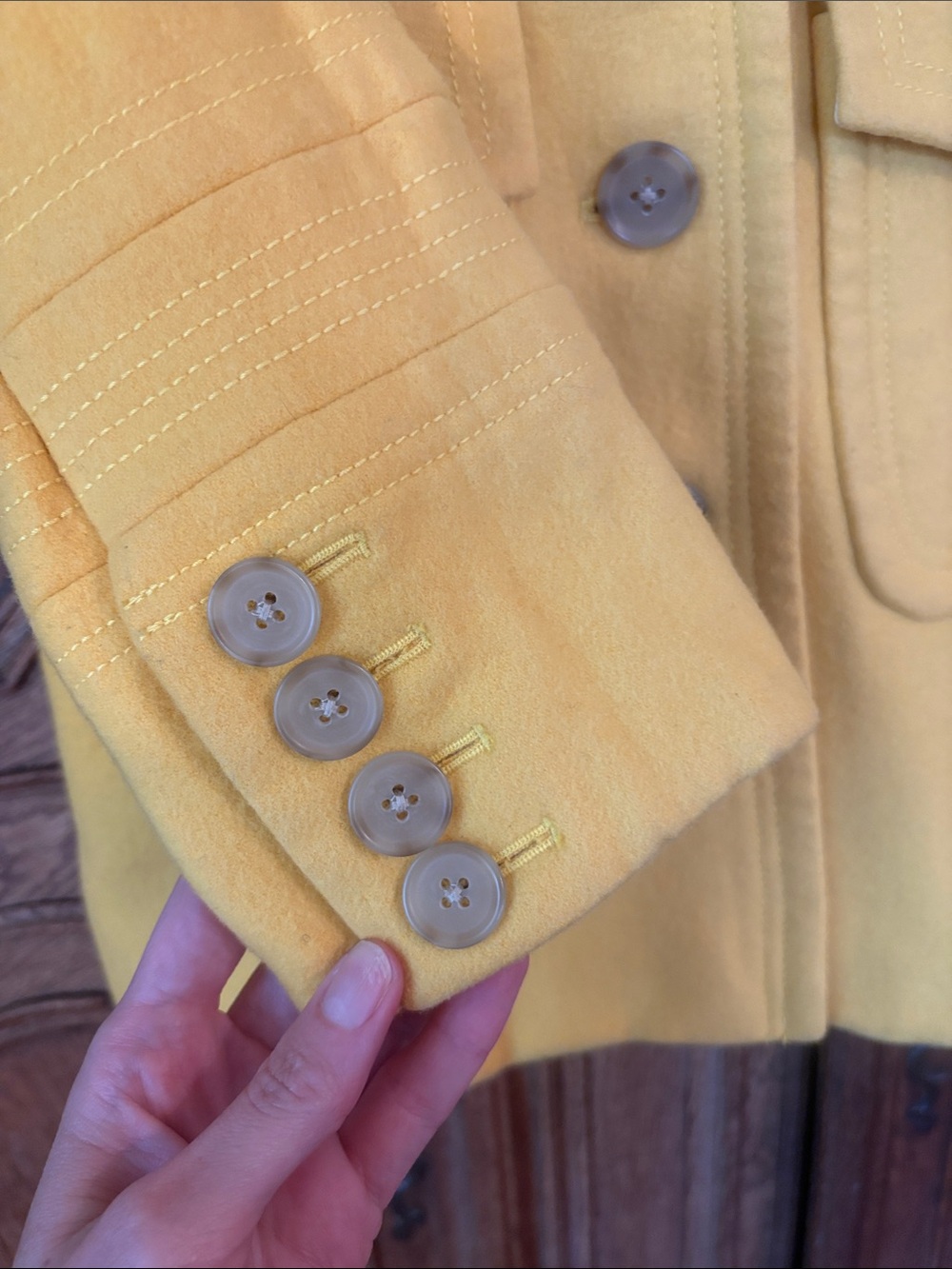 J Crew Stadium Cloth Majesty Bright Yellow Pea Coat Jacket Size 4 - Picture 6 of 13